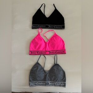 Juicy Couture Sports Bra Lot (3-Pack) – Black, Hot Pink & Gray Logo Band
